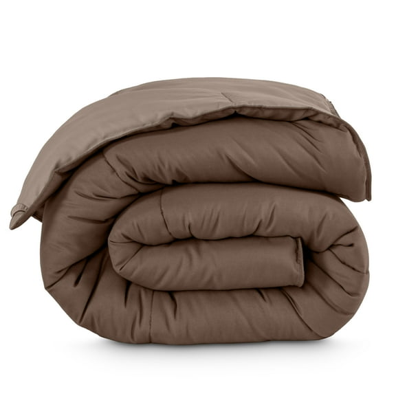 Bare Home 1800 Collection Reversible Down Alternative Comforter, All-Season, Twin/Twin-XL, Cocoa/Taupe