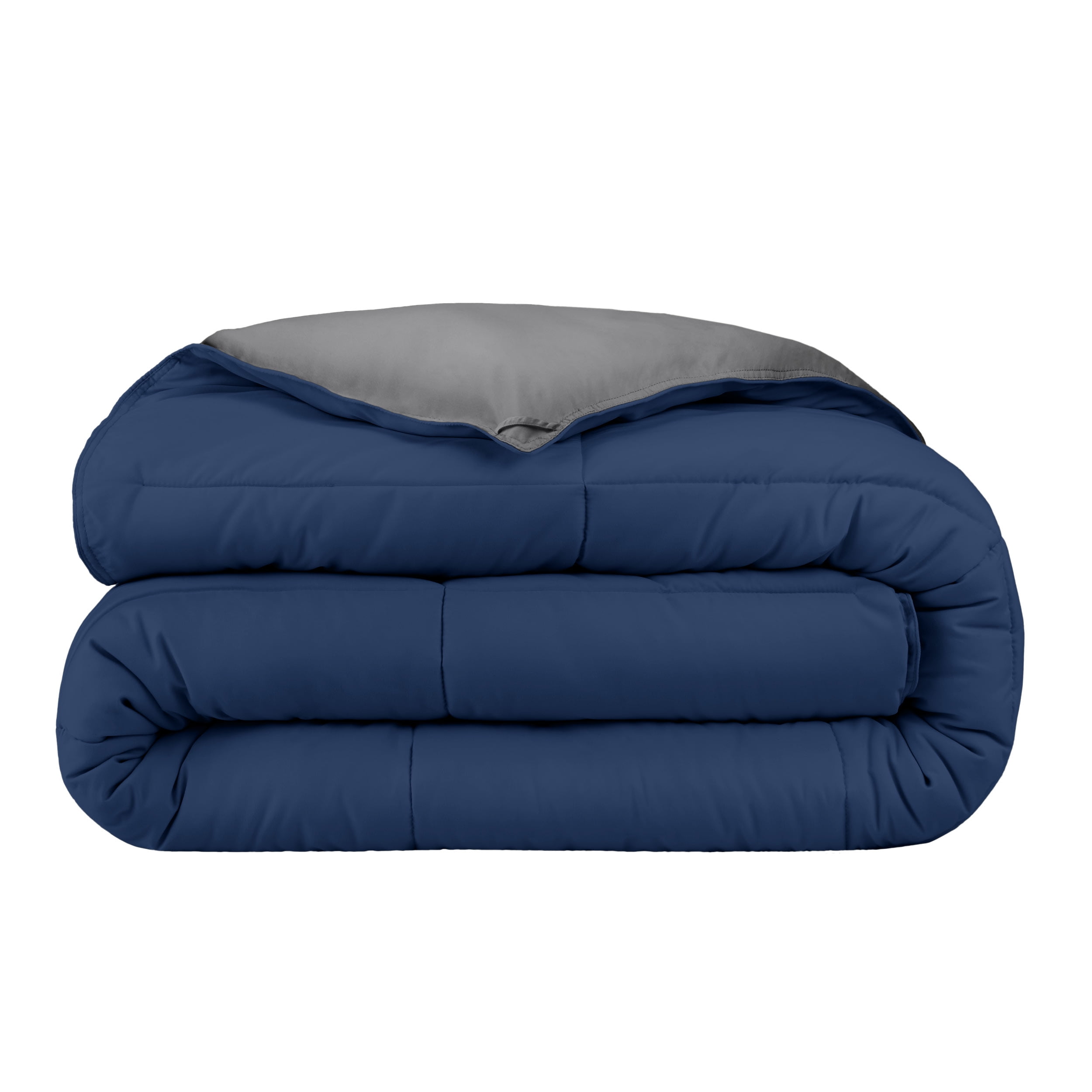 Twin XL Dark Blue and Grey Reversible Down Alternative Comforter