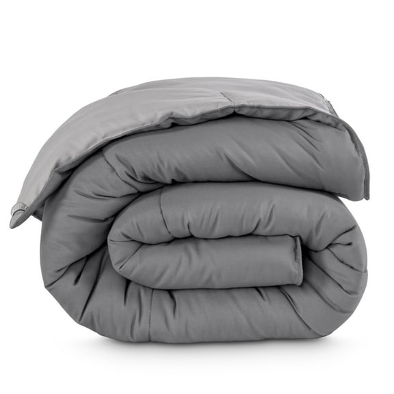 Bare Home 1800 Collection Reversible Down Alternative Comforter, All-Season, Twin/Twin-XL, Gray/Light Gray