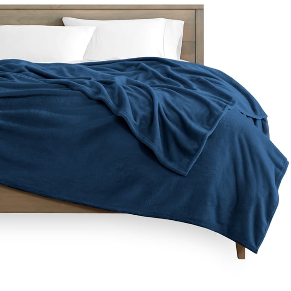 Bare Home 1800 Ultra-Soft Collection Dark Blue Fleece Throw, 60" x 50"