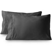 Bare Home 1800 Ultra-Soft Microfiber Pillowcase Set - Double Brushed - Hypoallergenic - Resistant (Standard Pillowcase Set of 2, Gray)