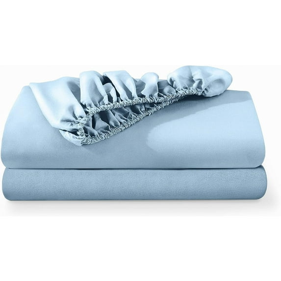 Bare Home 2-Pack Fitted Bottom Sheets Twin - Premium 1800 Ultra-Soft Wrinkle Resistant Microfiber - Deep Pocket (Twin, Light Blue) Twin - 2 Pack Light Blue