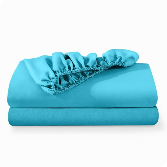 Bare Home 2-Pack Fitted Sheets - 4 Twin XL Size Sheets - Premium 1800 Collection - Deep Pocket - Split King, Aqua