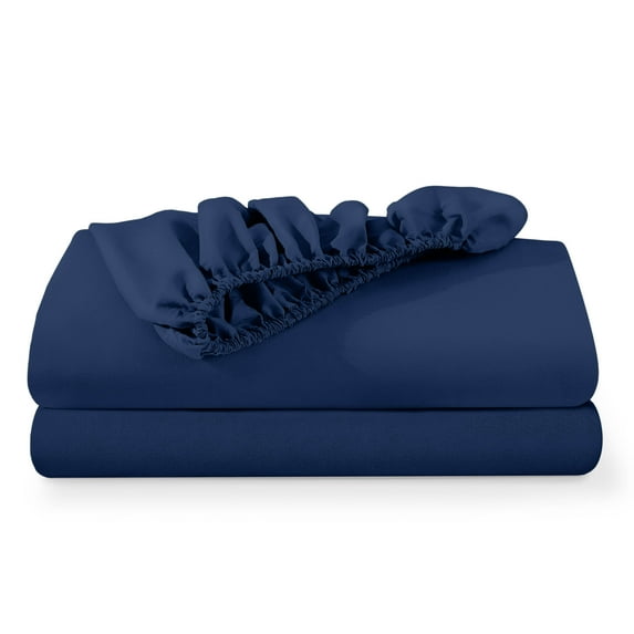 Bare Home 2-Pack Fitted Sheets - 4 Twin XL Size Sheets - Premium 1800 Collection - Deep Pocket - Split King, Dark Blue