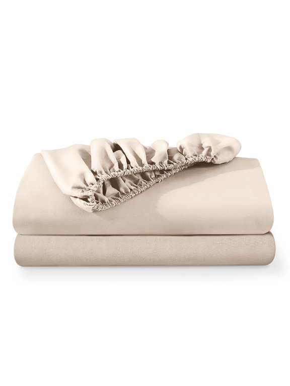 2-Pack Fitted Sheets - 4 Twin XL Size Sheets - Premium 1800 Collection - Deep Pocket - Split King, Sand