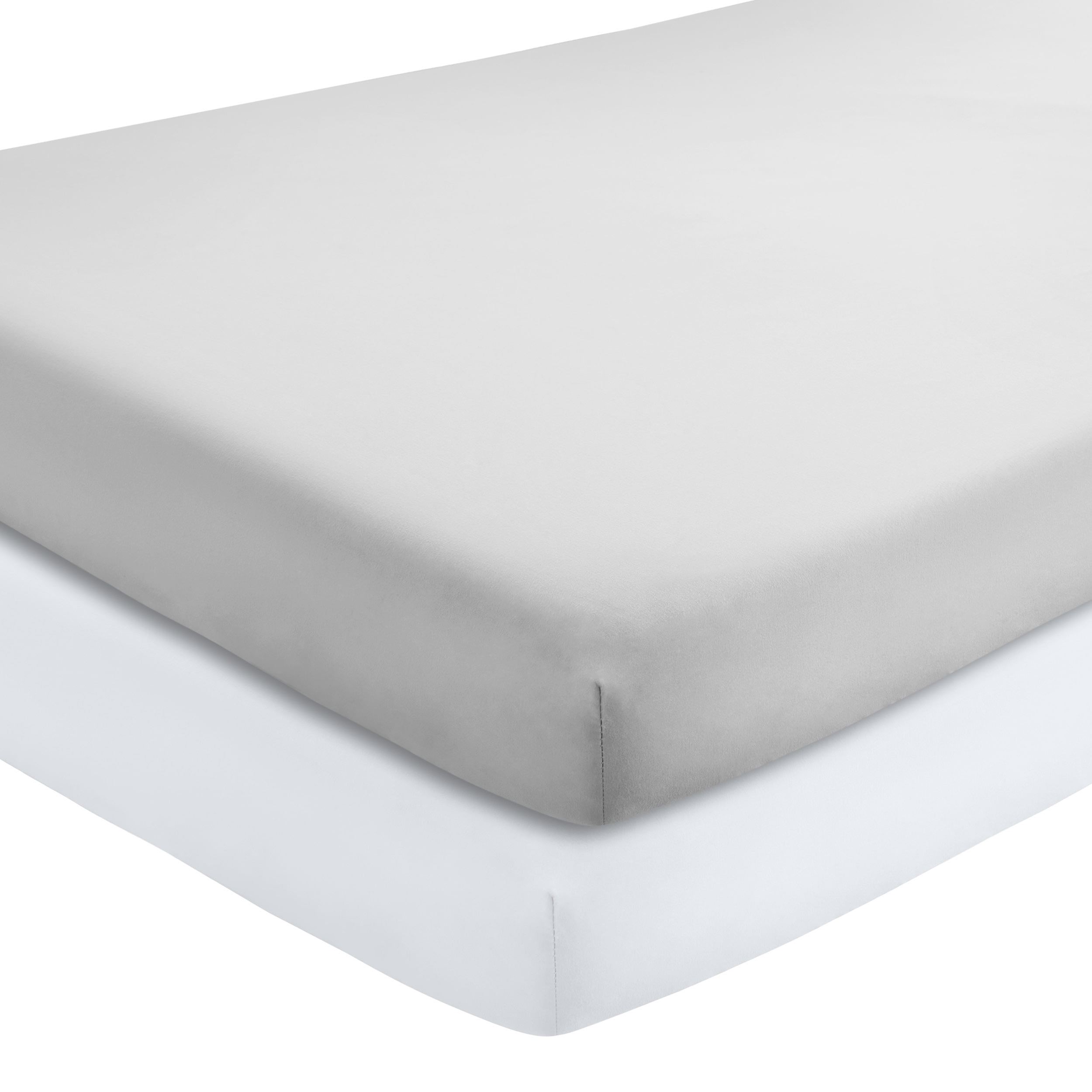 Bare Home 2 Pack Fitted Sheets - Premium 1800 Collection - Ultra Soft - Crib, Cloud Grey/White
