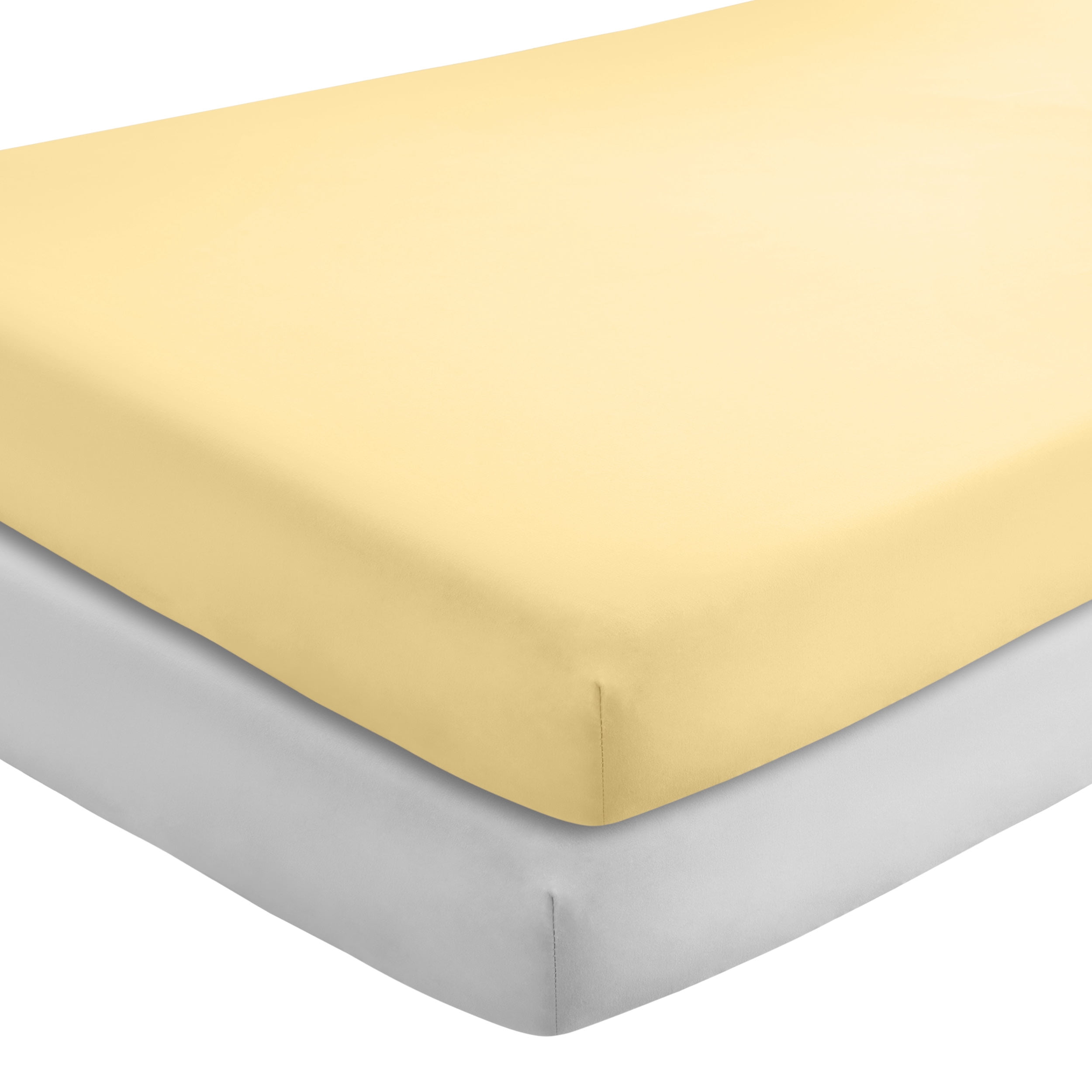 Bare Home 2 Pack Fitted Sheets - Premium 1800 Collection - Ultra Soft - Crib, Morning Sun/Cloud Grey