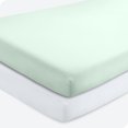 thumbnail image 1 of Bare Home 2 Pack Fitted Sheets - Premium 1800 Collection - Ultra Soft - Crib, Spring Mint/White, 1 of 7