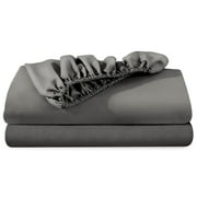 Bare Home 2-Pack Fitted Sheets - Premium 1800 Collection - Ultra-soft - Deep Pocket - Queen, Gray
