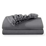 Bare Home 2-Pack Fitted Sheets - Premium 1800 Collection - Ultra-soft - Deep Pocket - Queen, Gray