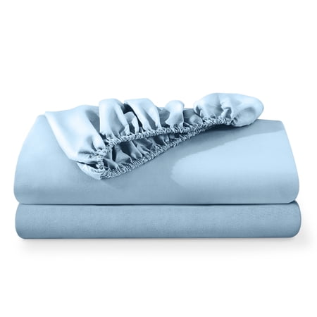Bare Home 2-Pack Fitted Sheets - Premium 1800 Collection - Ultra-soft - Deep Pocket - Queen, Light Blue