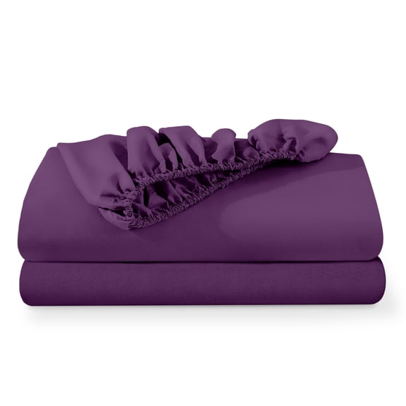 Bare Home 2-Pack Fitted Sheets - Premium 1800 Collection - Ultra-soft - Deep Pocket - Queen, Plum