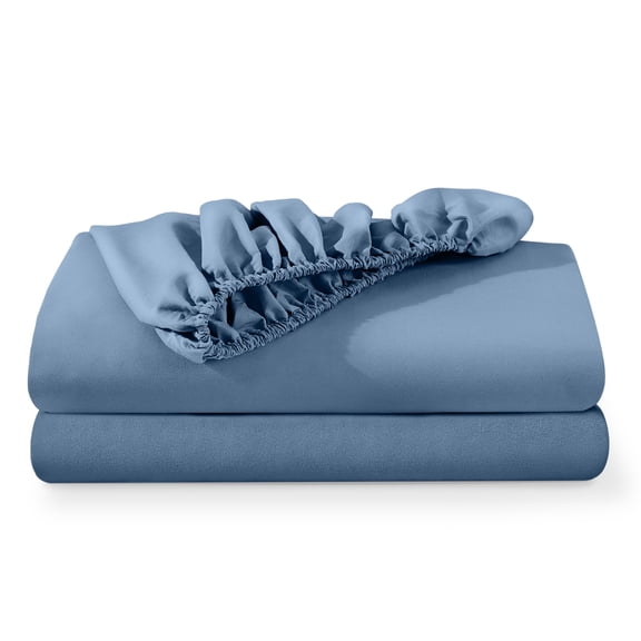 Bare Home 2-Pack Fitted Sheets - Premium 1800 Collection - Ultra-soft - Deep Pocket - Short Queen, Coronet Blue