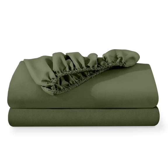 Bare Home 2-Pack Fitted Sheets - Premium 1800 Collection - Ultra-soft - Deep Pocket - Short Queen, Cypress