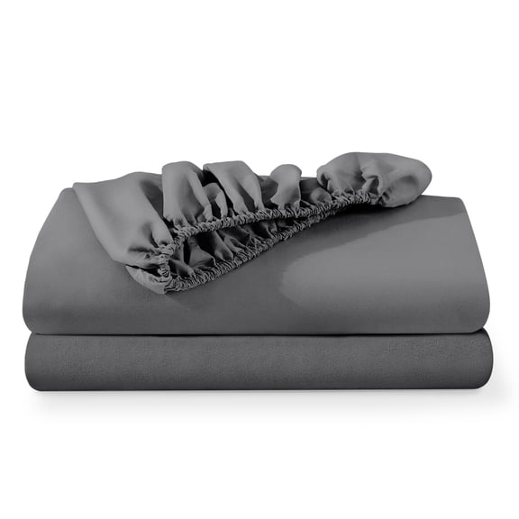 Bare Home 2-Pack Fitted Sheets - Premium 1800 Collection - Ultra-soft - Deep Pocket - Short Queen, Gray