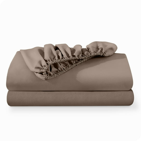 Bare Home 2-Pack Fitted Sheets - Premium 1800 Collection - Ultra-soft - Deep Pocket - Short Queen, Taupe
