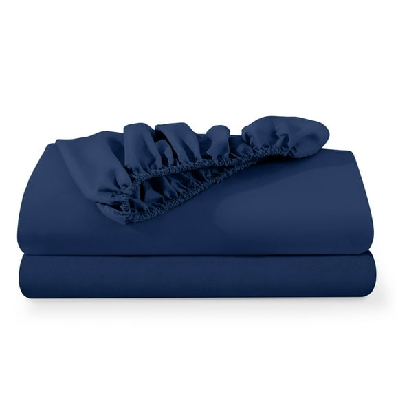 Bare Home 2-Pack Fitted Sheets - Premium 1800 Collection - Ultra-soft - Deep Pocket - Twin, Dark Blue