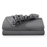 Bare Home 2-Pack Fitted Sheets - Premium 1800 Collection - Ultra-soft - Deep Pocket - Twin XL, Gray