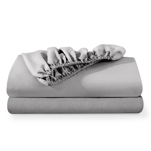 Bare Home 2-Pack Fitted Sheets - Premium 1800 Collection - Ultra-soft - Deep Pocket - Twin XL, Light Gray