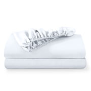 Bare Home 2-Pack Fitted Sheets - Premium 1800 Collection - Ultra-soft - Deep Pocket - Twin XL, White