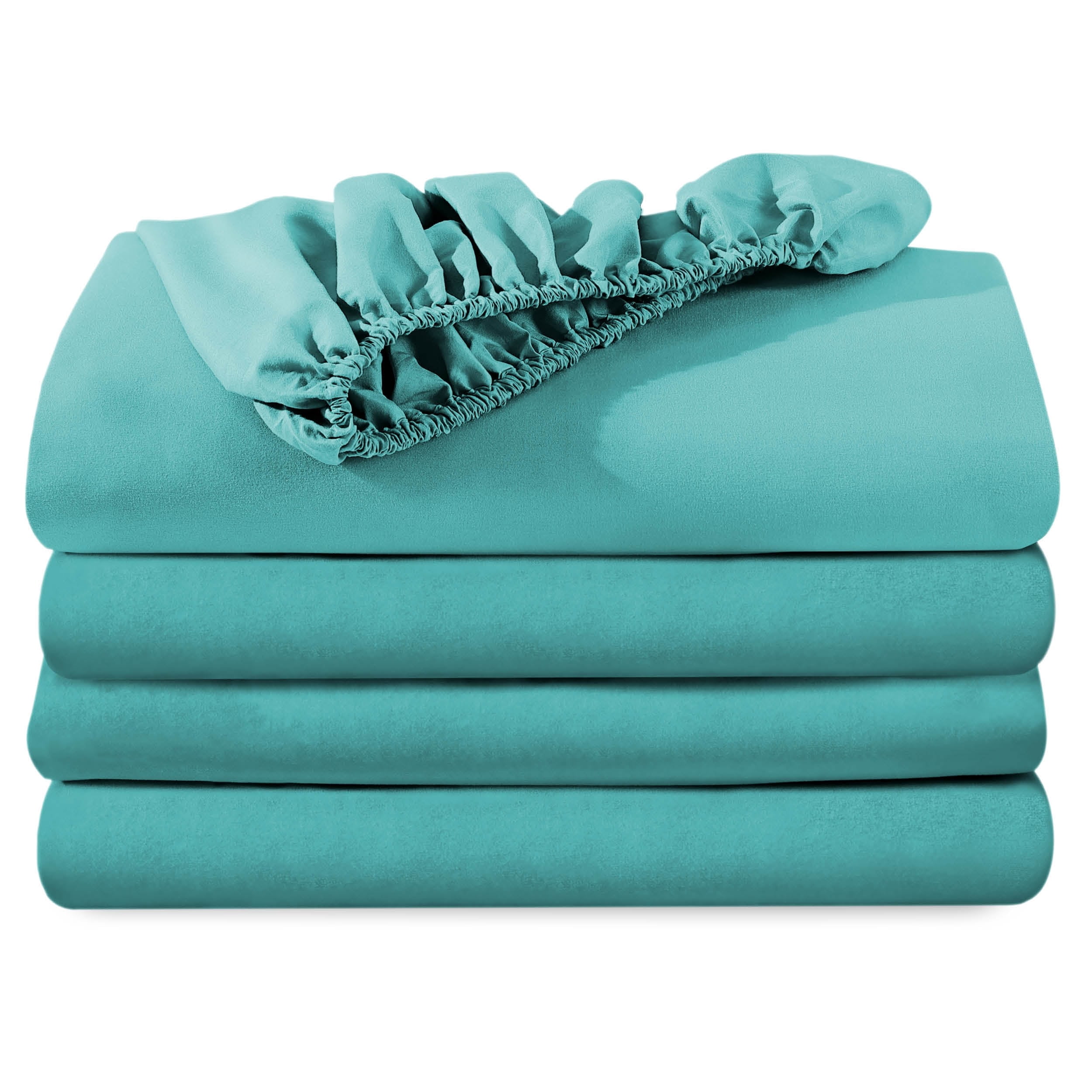 Bare Home 2-Pack Microfiber Fitted Bottom Sheets Aqua Split King ...