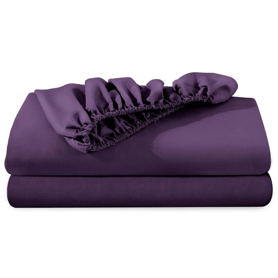 Bare Home 2-Pack Microfiber Fitted Bottom Sheets Plum Twin XL