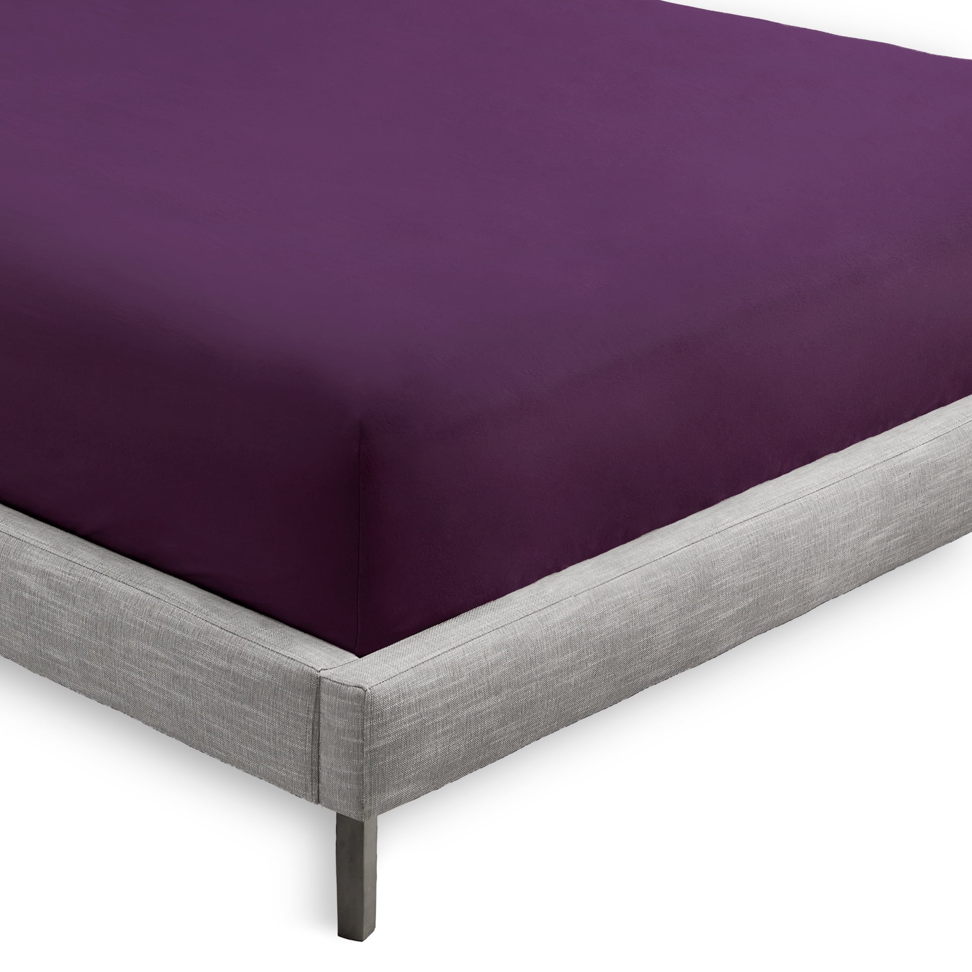 Bare Home 2 Split King Premium Ultra-Soft Fitted Bed Sheets, 2-Pack (Split King, Plum)