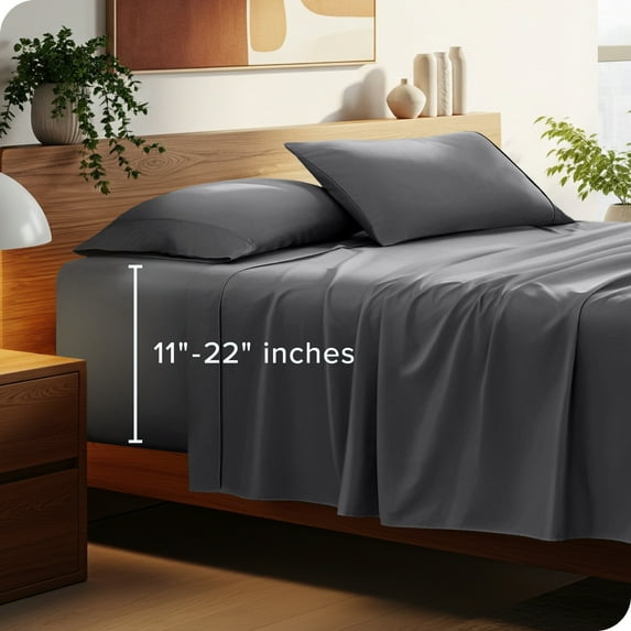 Bare Home 22" Extra Deep Pocket Sheet Set - Premium 1800 Collection - Ultra-Soft - Full, Gray
