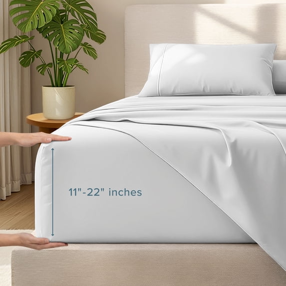 Bare Home 22" Extra Deep Pocket Sheet Set - Premium 1800 Collection - Ultra-Soft - King, Cloud Gray