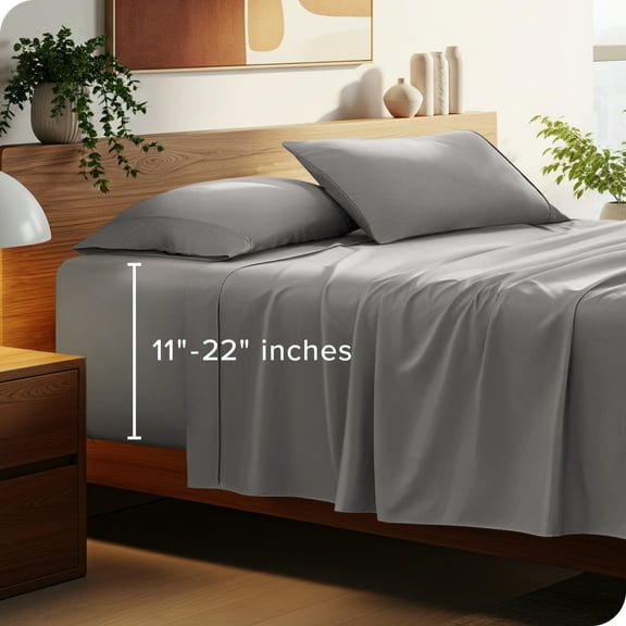 Bare Home 22" Extra Deep Pocket Sheet Set - Premium 1800 Collection - Ultra-Soft - King, Light Gray