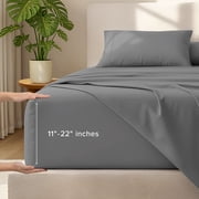 Bare Home 22 Extra Deep Pocket Sheet Set - Premium 1800 Collection - Ultra-Soft - Queen, Gray
