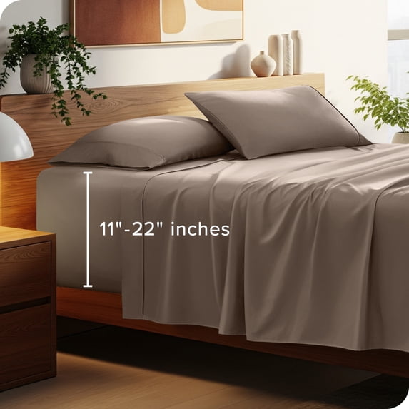 Bare Home 22" Extra Deep Pocket Sheet Set - Premium 1800 Collection - Ultra-Soft - Queen, Taupe