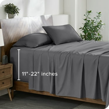 Bare Home 22" Extra Deep Pocket Sheet Set - Premium 1800 Collection - Ultra-Soft - Twin XL, Gray