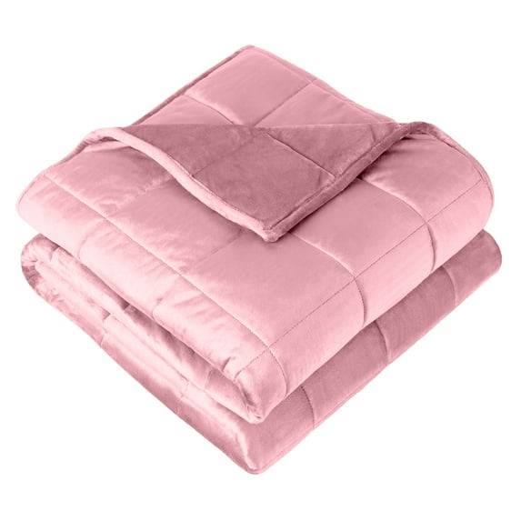 Bare Home 25 lbs Weighted Blanket for Adults - 80" x 87" - Minky Fleece, Light Pink
