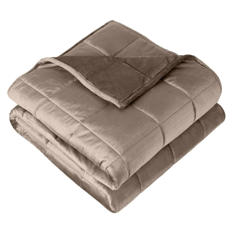 Bare Home 25 lbs Weighted Blanket for Adults 80 x 87 Minky Fleece Taupe