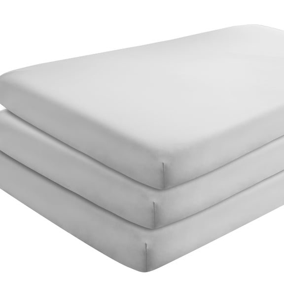Bare Home 3 Pack Fitted Sheets - Premium 1800 Collection - Ultra Soft - Crib, Cloud Gray