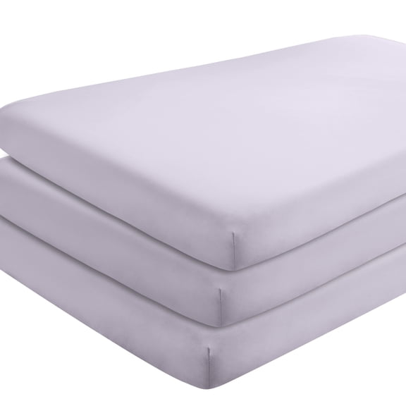 Bare Home 3 Pack Fitted Sheets - Premium 1800 Collection - Ultra Soft - Crib, Light Lavender