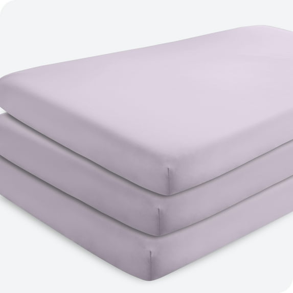 Bare Home 3 Pack Fitted Sheets - Premium 1800 Collection - Ultra Soft - Crib, Lilac