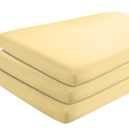 Bare Home 3 Pack Fitted Sheets - Premium 1800 Collection - Ultra Soft - Crib, Morning Sun