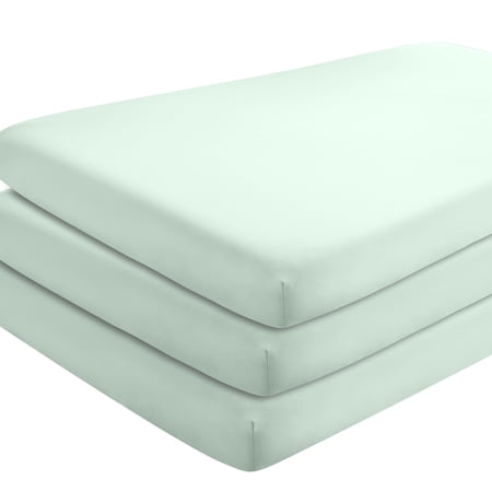 Bare Home 3 Pack Fitted Sheets - Premium 1800 Collection - Ultra Soft - Crib, Spring Mint