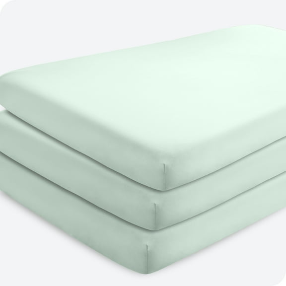 Bare Home 3 Pack Fitted Sheets - Premium 1800 Collection - Ultra Soft - Crib, Spring Mint