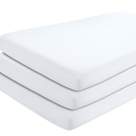 Bare Home 3 Pack Fitted Sheets - Premium 1800 Collection - Ultra Soft - Crib, White