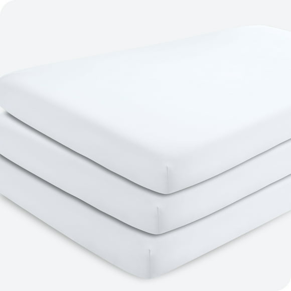Bare Home 3 Pack Fitted Sheets - Premium 1800 Collection - Ultra Soft - Crib, White