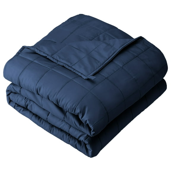 Bare Home 30 lbs Weighted Blanket for Adults - 80" x 87" - 210tc Twill Cotton, Dark Blue