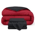 thumbnail image 1 of Bare Home 4-Piece Reversible Bed-in-a-Bag - Premium 1800 Collection - Twin, Black/Red Comforter with Black Sheet Set, 1 of 8