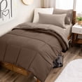 thumbnail image 1 of Bare Home 4-Piece Reversible Bed-in-a-Bag - Premium 1800 Collection - Twin, Cocoa/Taupe Comforter with Taupe Sheet Set, 1 of 10