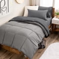 thumbnail image 1 of Bare Home 4-Piece Reversible Bed-in-a-Bag - Premium 1800 Collection - Twin, Light Gray/Gray Comforter with Gray Sheet Set, 1 of 10