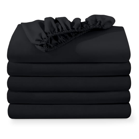 Bare Home 5-Pack Fitted Sheets - Premium 1800 Collection - Ultra-soft - Deep Pocket - King, Black