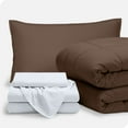 thumbnail image 1 of Bare Home 5-Piece Bed-in-a-Bag - Twin, Cocoa with White Sheet Set, 1 of 8