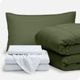thumbnail image 1 of Bare Home 5-Piece Bed-in-a-Bag - Twin, Green with White Sheet Set, 1 of 8